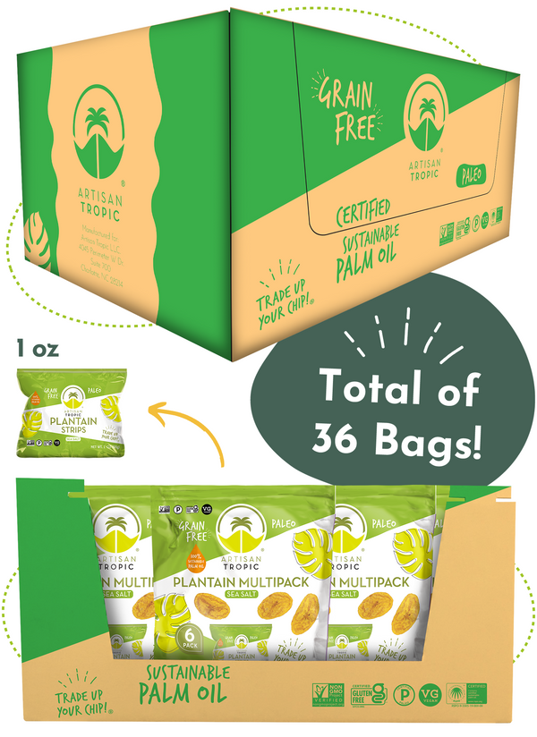 Picture Showing a Box of Artisan Tropic With Text Explaining There Are 36 Total One Ounce Bags in the Box