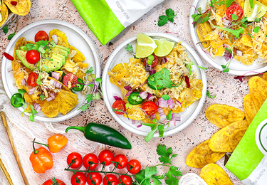 Peach Marinated Plantain Nachos