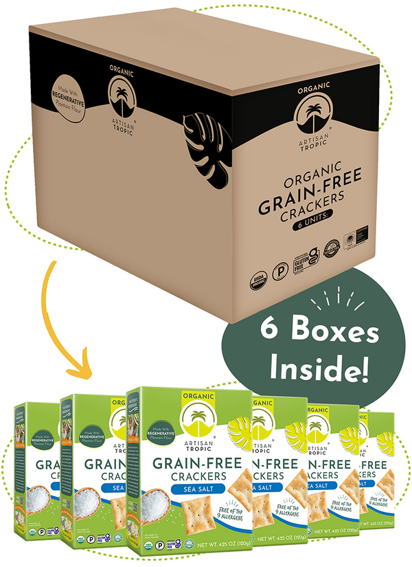 Picture Showing a Box of Artisan Tropic With Text Explaining There Are 6 boxes in the case